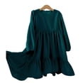 thumbnail image 2 of LYMAYTER Kids Girls Velvet Princess Dresses Youth Ruffled Long Sleeve Skirt Toddler Spring Fall Casual Dress for 7-12 Years, 2 of 8