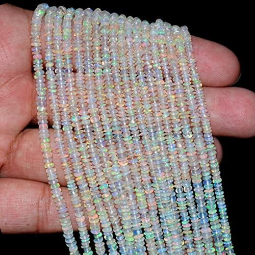 AAA+ Ethiopian Welo Opal Fire Gemstone 2mm-3mm Smooth Rondelle Beads | Natural Ethiopian Opal Gemstone Smooth Rondelle Beads | 16inch Strand For Jewelry Making Like Necklace , Bracelet , Earring .