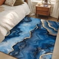 thumbnail image 5 of Blue Marble Large Area Rugs for Bedroom Living Room, Soft Non Slip Carpet Bedside Rug, Contemporary Abstract Golden Foil Texture Rectangular Floor Cover Kitchen Accent Rug 2.7'x5' for Office, 5 of 9