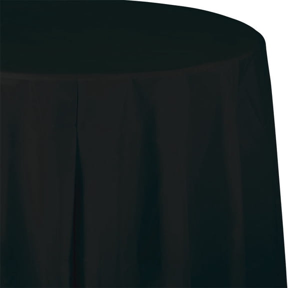12/Case Bulk Black Velvet Round 82 inch Plastic Table Covers