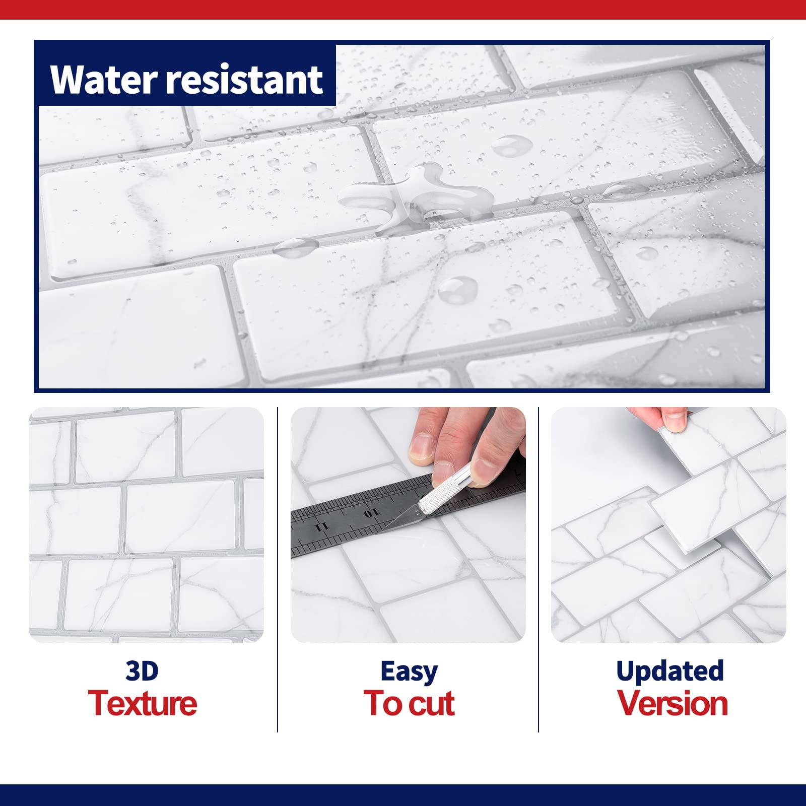 Art3d 10-Sheet 12 "x 12" Peel and Stick Backsplash Subway Tiles for Kitchen