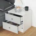 Hommpa 2 Drawers Nightstand High Gloss Bedside Table, Modern Night