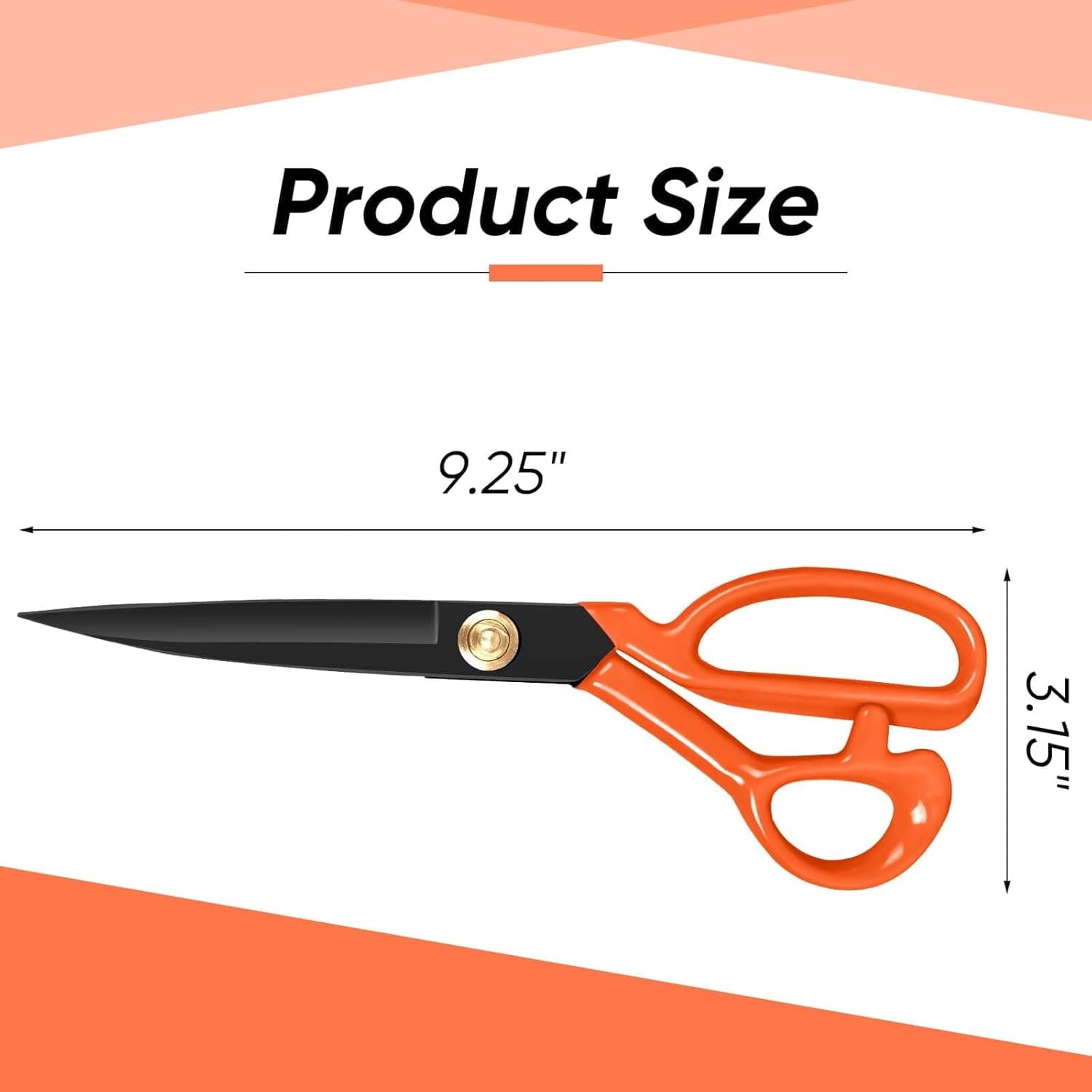 Professional Tailor  Heavy Duty - Multi-Purpose Sewing Fabric  for Leather  Industrial  Shears  Office Arts, and Crafts (9 Inch) Orange