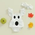 thumbnail image 2 of My First Halloween Baby Girl Outfit Newborn Ghost Bubble Romper Bodysuit Overalls With Headband Cute Fall Clothes Sets, 2 of 8
