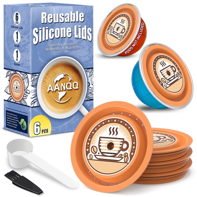 AANQQ - Tapas reutilizables para cápsulas N/espresso Vertuo, 6 tapas de silicona de grado alimenticio para cualquier tamaño de cápsulas reutilizables N/espresso Vertuo