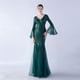 thumbnail image 3 of Vestido de noche con lentejuelas para cena de boda, escenario, malla encriptada, con borde ondulado de seda de pescado, 3 of 6