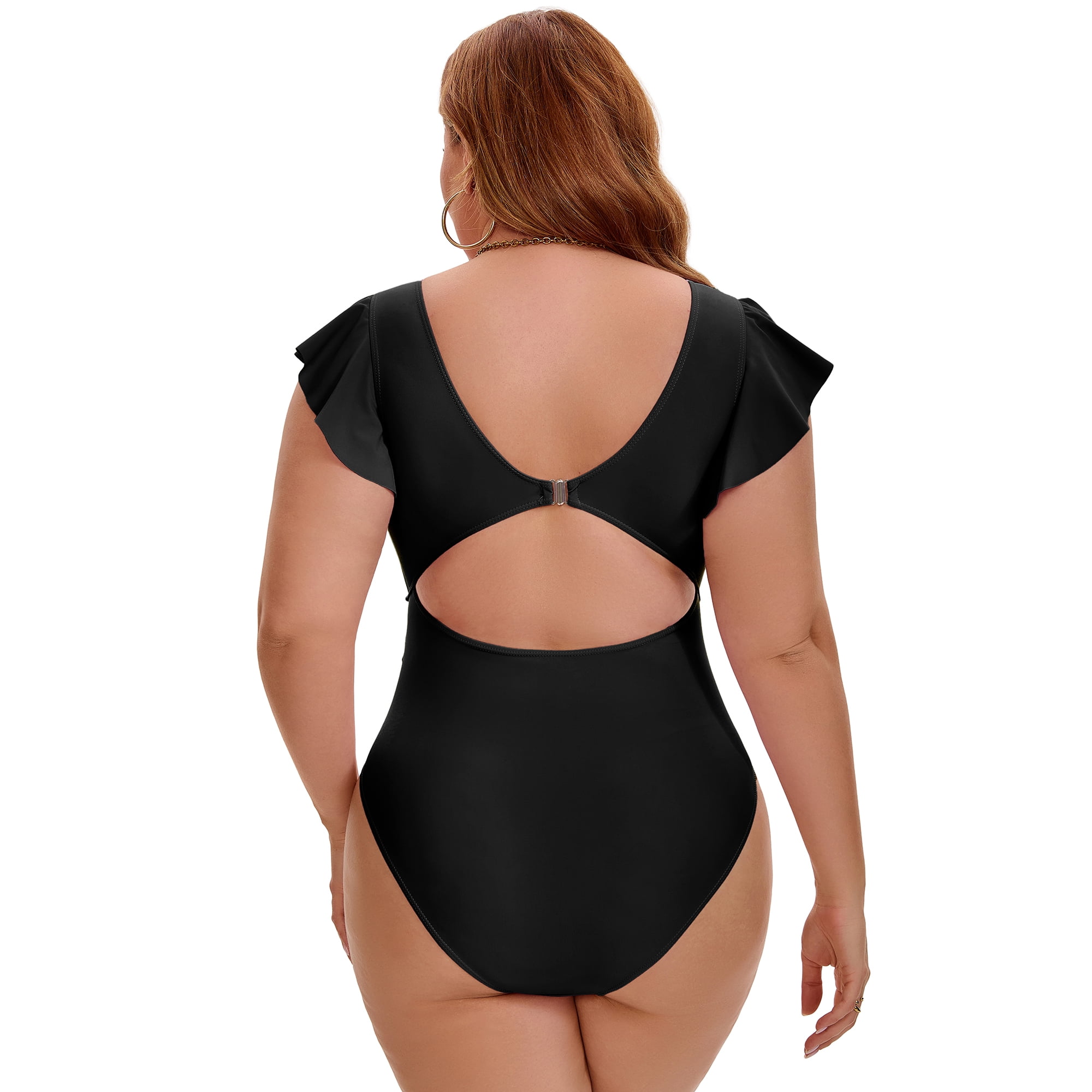 DARING DIVA Women's Plus 1 Piece Bikini Bathing Cut Out Suit L Black