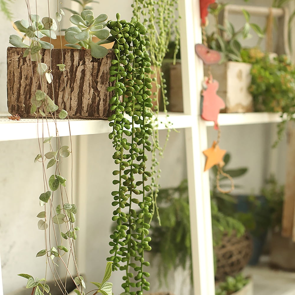 2Pcs Artificial string of pearls plants Green Real Touch Succulent Lover  Tears Plants Hanging for Indoor Outdoor Garden Home Wedding Decor 