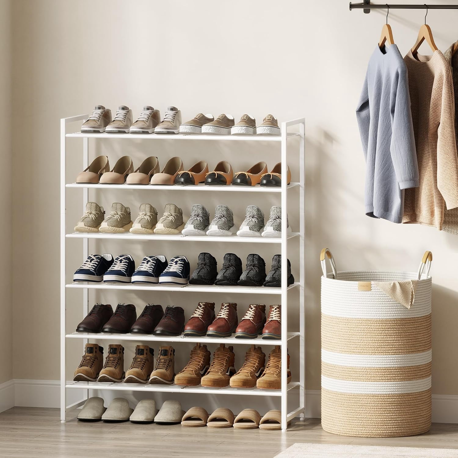 Shoe Rack for Closet, Metal Shoe Organizer, 8 Tier Garage Shoe Rack Max Holds 40 Pairs,Shoe Storage Shelf,Entryway
