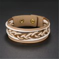 thumbnail image 3 of Pulsera tejida a mano para mujer, elegante accesorio de joyería, brazalete con hebilla en capas de color blanco, 3 of 3