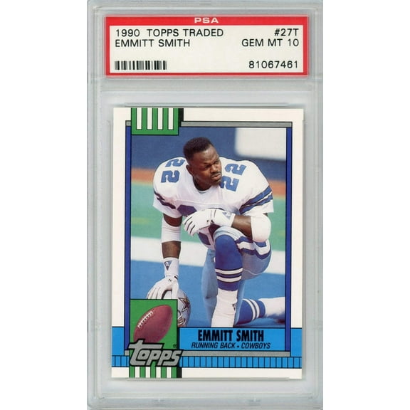 Graded 1990 Topps Traded Emmitt Smith #27T Rookie RC Football Card PSA 10 Gem Mint