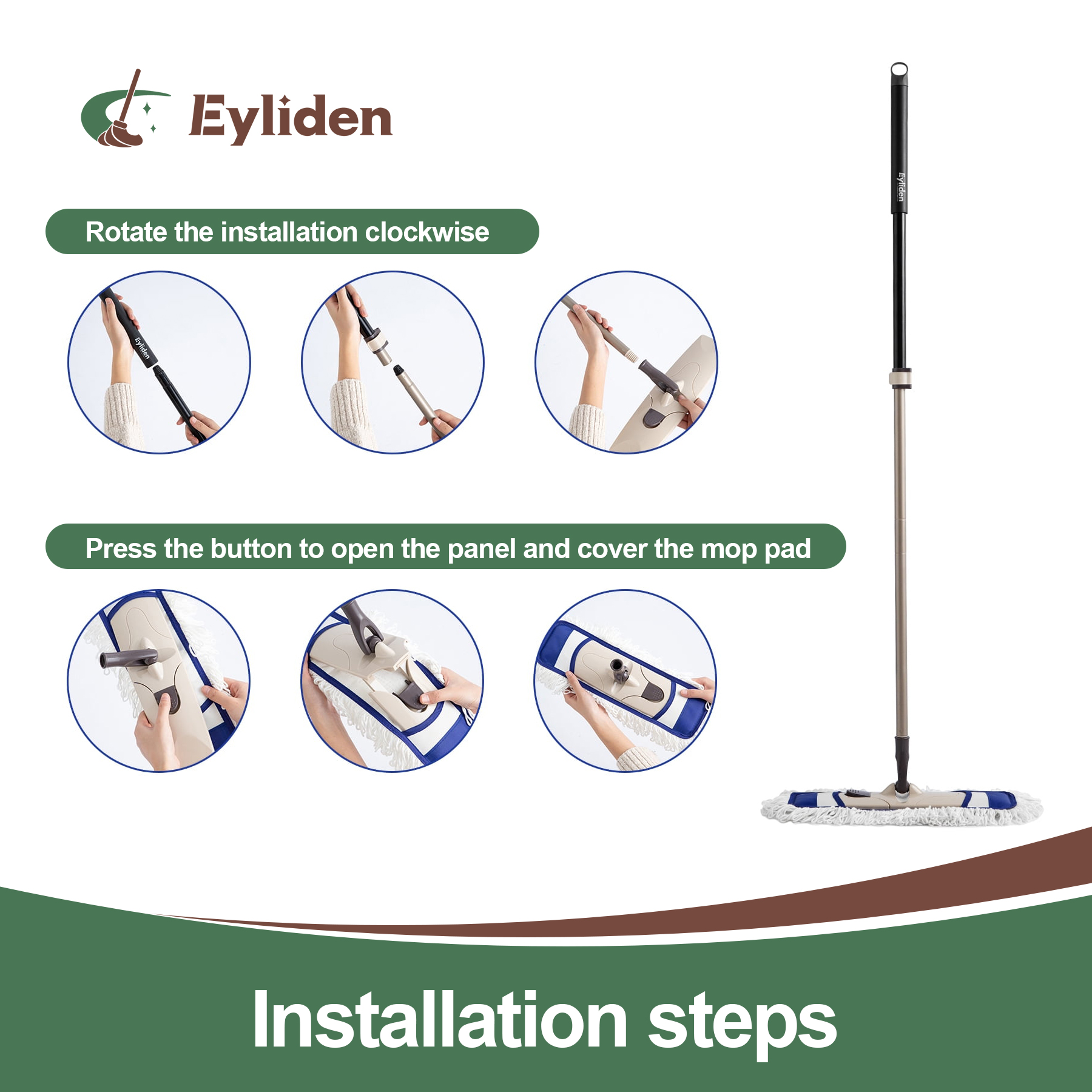Eyliden Microfiber Dust Mop with 2 Washable Pads photo 7