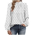 thumbnail image 2 of Fznquz Women Blouses for Work Long Sleeve Polka Dot Print White Business Casual Shirts Button Pleated Dressy Oversized Tshirts for Women,S, 2 of 6