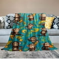 thumbnail image 2 of JEUXUS Monkey Throw Blanket, Super-Soft Adorable Extra-Large Monkeys and Bananas Blanket for Boys, Girls, Kids, and Children, Banana Monkey Blanket Warm Plush and Cozy Throw Blanket, 2 of 6