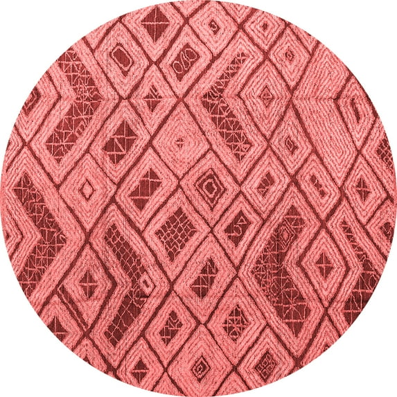 Ahgly Company Indoor Round Abstract Red Modern Area Rugs, 4' Round