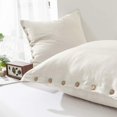 thumbnail image 6 of Simple&Opulence 100% Washed Linen Euro Sham Cover, 26 x 26 Inch, Decorative Bed Pillow Cover with Coconut Button, Solid Color Pillow Shams Set of 2 (Natural Linen), 6 of 8