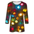 thumbnail image 5 of LbsKUS Clearance,Women's Christmas Shirts 3D Glitter Graphic Tops Casual Crewneck Top Trendy Holiday Tunic Blouse Tees Casual 3/4 Sleeve Funny Shirt(Red,L), 5 of 5