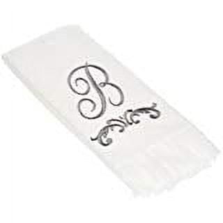 Avanti Serviette Monogramme pour les Mains, P-Scroll, Blanc/étain