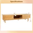 thumbnail image 3 of Costway 63" Bamboo TV Stand with 3 Storage Cubes Sliding Doors Mid Century Storage Cabinet, 3 of 10