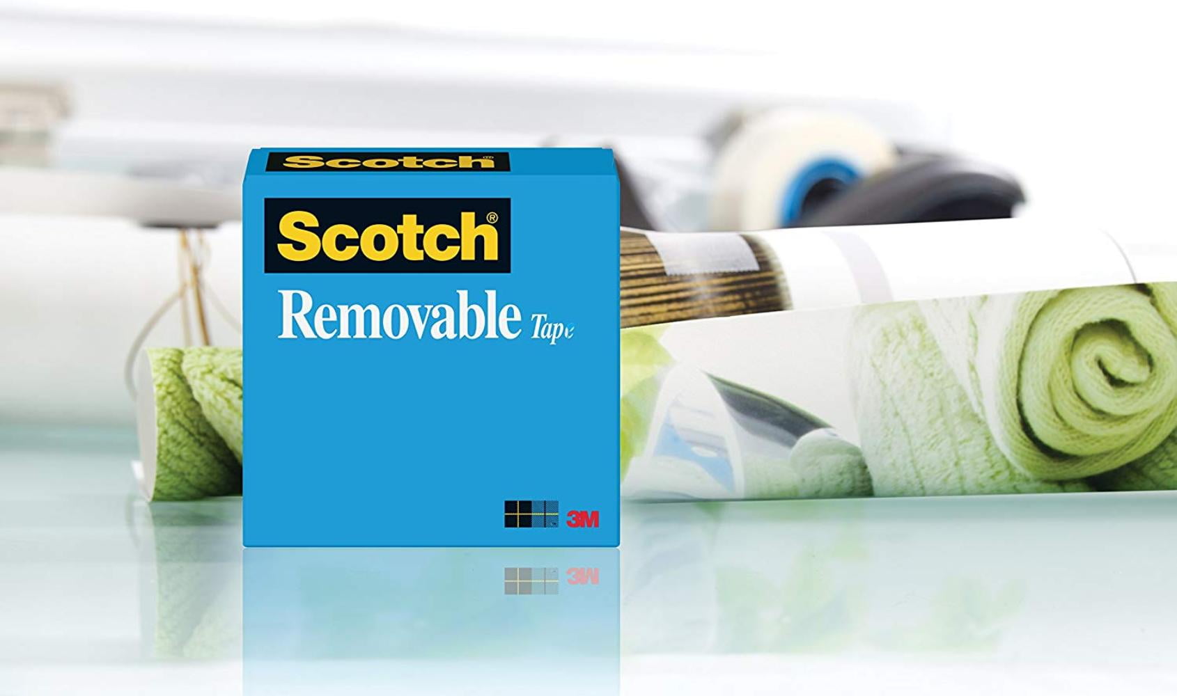 3//4 x 1296 Inches 2 Rolls 3 Pack 811-2PK Invisible Boxed Non-Damaging Scotch Removable Tape Engineered for Hanging