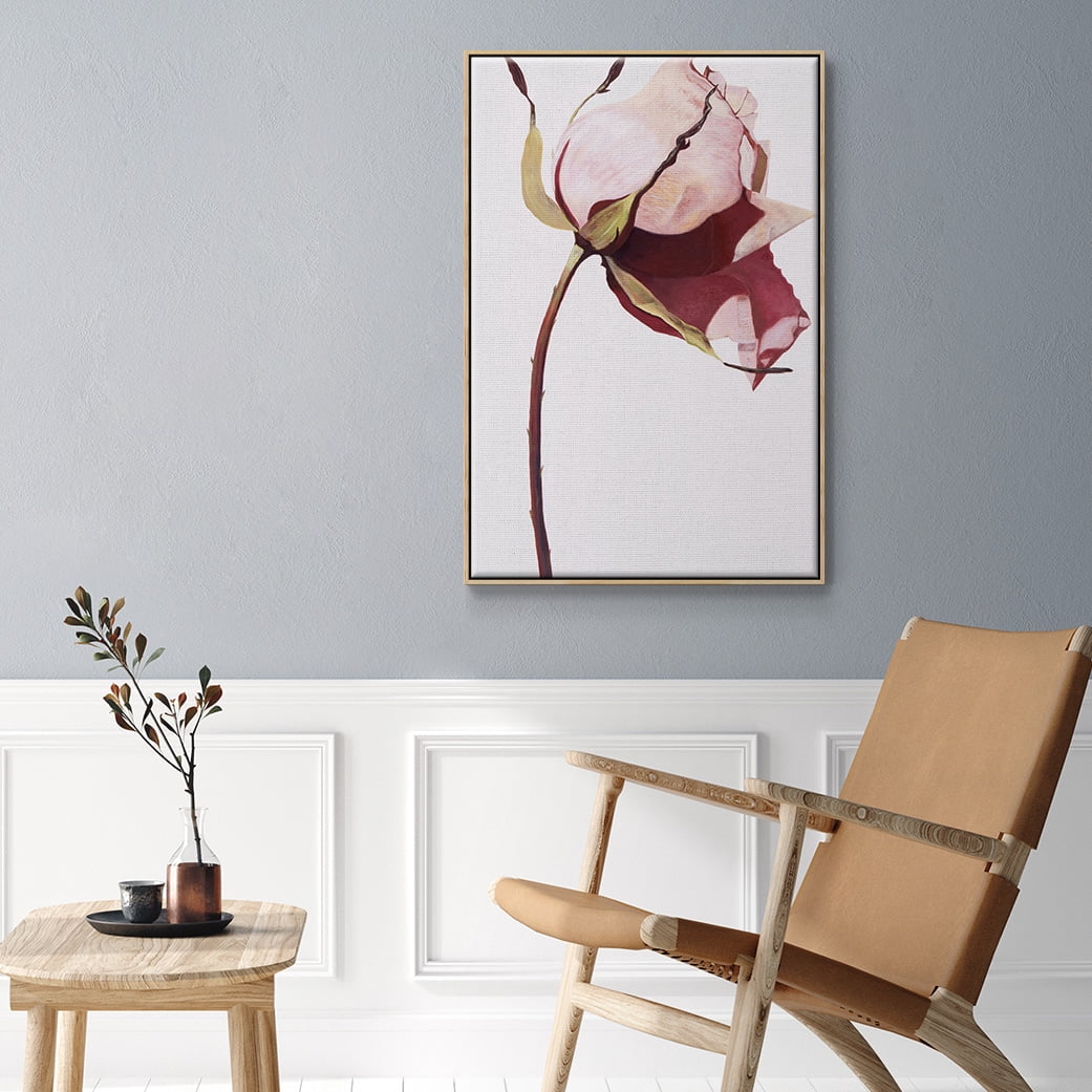 Love Is A Rose I Framed Premium Gallery Wrapped Canvas - Ready to Hang - 17 x 25 - Natural Wood Floating Frame