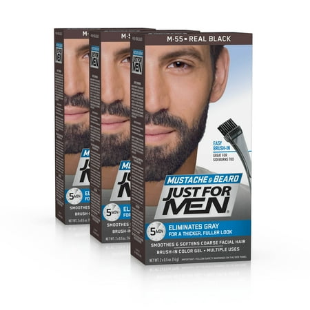 Just For Men Mustache and Beard, Easy Brush-In Facial Hair Color Gel