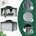 thumbnail image 5 of Sunmthink Patio 10x12 ft. Hardtop Gazebo, Double Roof Aluminum Frame with Netting and Curtains, Gray, 5 of 7