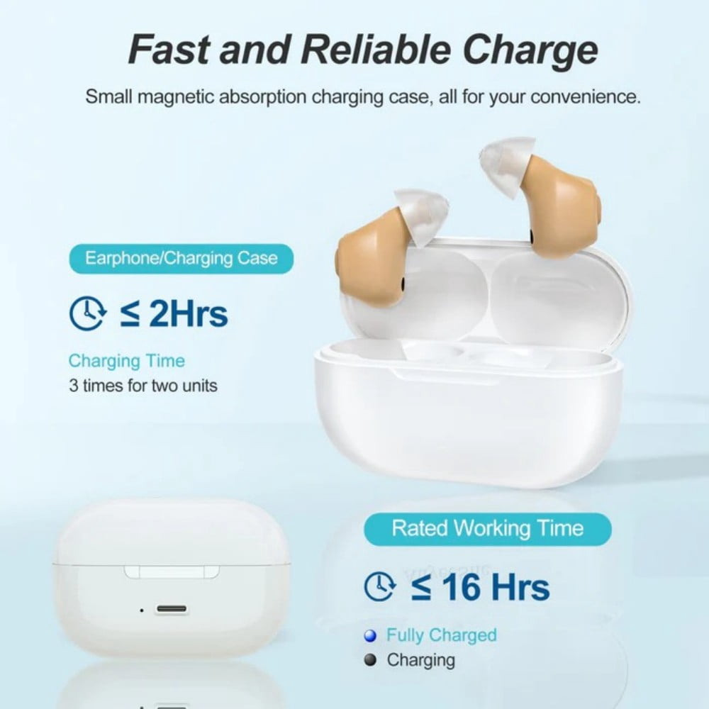AuyeeSnc OTC Digital Hearing Aids Rechargeable with Memory Function, Noise Reduction and Easy Button Operation, Compact Design for Seniors and Adults with Hearing Loss