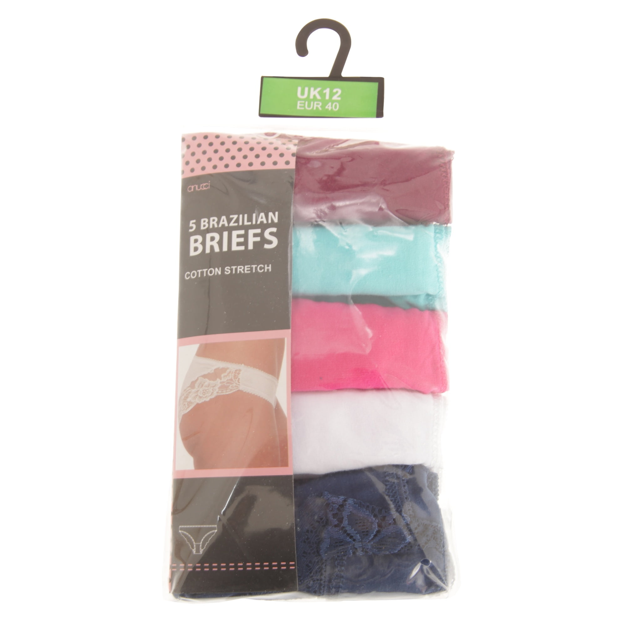 Ladies//Women 5 Pair Pack Brazilian Briefs in Cotton in two colours ways