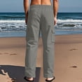 thumbnail image 4 of Men's Casual Cargo Pants Relaxed Fit Elastic Waist Drawstring Side Cargo Pockets Trouser Lightweight Work Pants Dark Gray XL, 4 of 5
