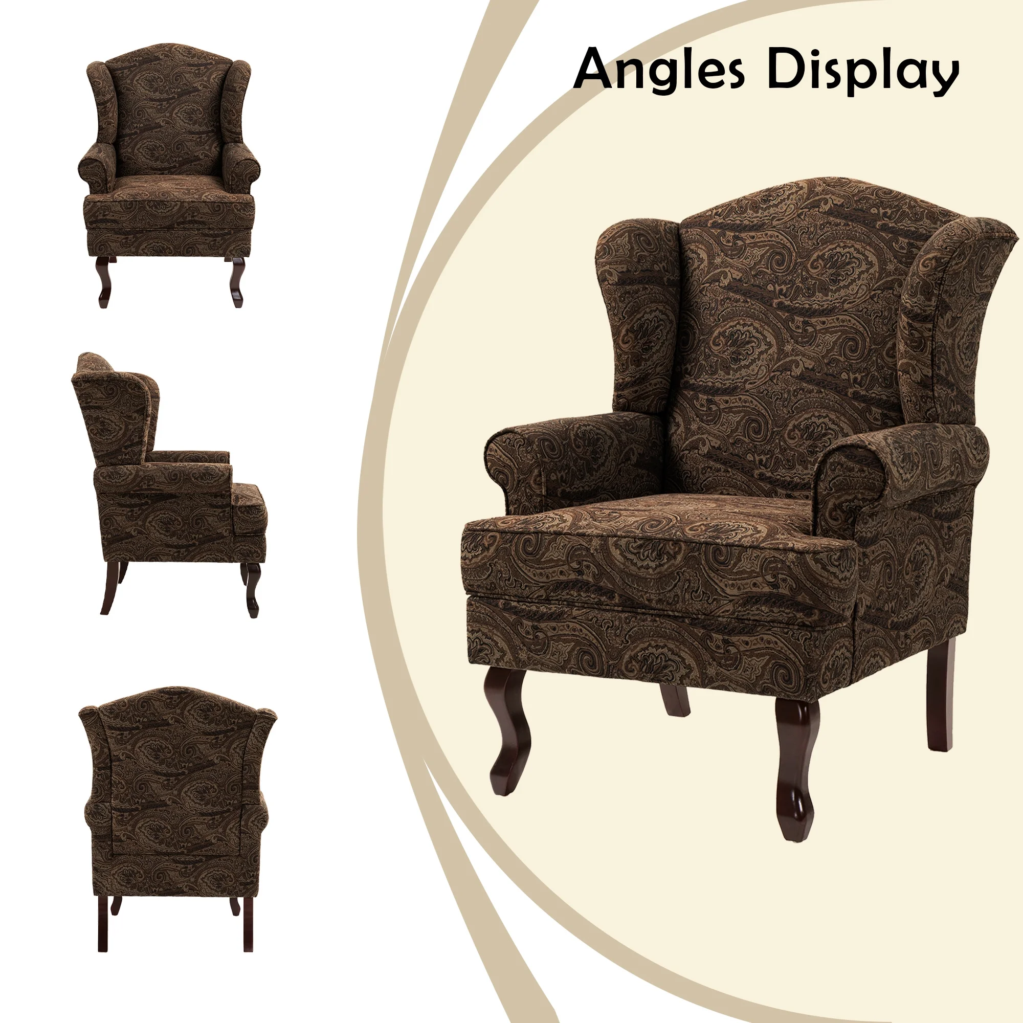 UIXE Wingback Accent Chair, Armchair for Living Room, Traditional Sofa Chair with Comfy Upholstered Seat & Retro Wood Legs, Cranberry