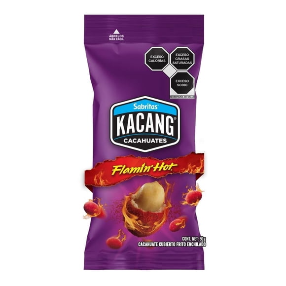 Cacahuates Kacang Flamin' Hot sabor chile y limón 50 g