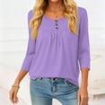 thumbnail image 3 of 3/4 Length Sleeve Womens Tops 2026 Spring Summer Trendy Tee Shirts Dressy Casual Business Work Blouses Outfits Purple S, 3 of 5