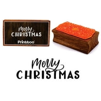 Printtoo Merry Christmas Bold Text Rectangular Wooden Rubber Stamp Block Scrap-Booking