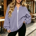 thumbnail image 2 of Evdexr Sweatshirts for Women Zip Up Drop Shoulder Long Sleeve Sweatshirt 2026 Winter Casual Athletic Jackets Lantern Sleeve Lightweight Solid Y2k Coats with pockets 3XL, 2 of 7