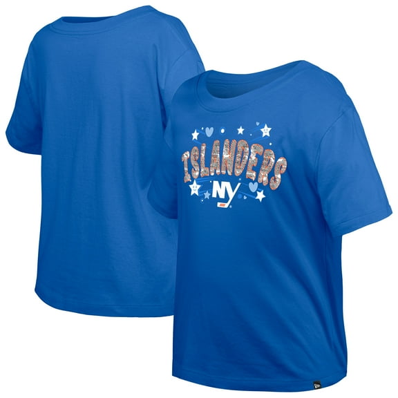 Girl's Youth New Era  Blue New York Islanders Flip Sequin T-Shirt