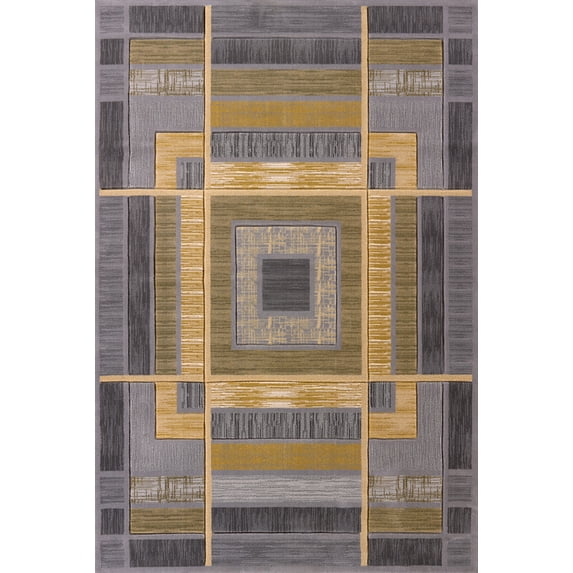 Designer Home Angles Area Rug 702-25071 Ambience Silver Boxes Lines