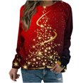thumbnail image 1 of Camiseta holgada de manga larga con cuello redondo y estampado navideño para mujer Fridja FKASFK1022, 1 of 4