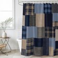 thumbnail image 6 of Navy Blue Gingham Shower Curtain Set - Small 36" x 72" Washable Bathtub Curtain with 12 Hooks, Abstract Plaid Solid Color Patchwork Waterproof Fabric Stall Shower Curtains for Bathroom/Bathtub Décor, 6 of 8