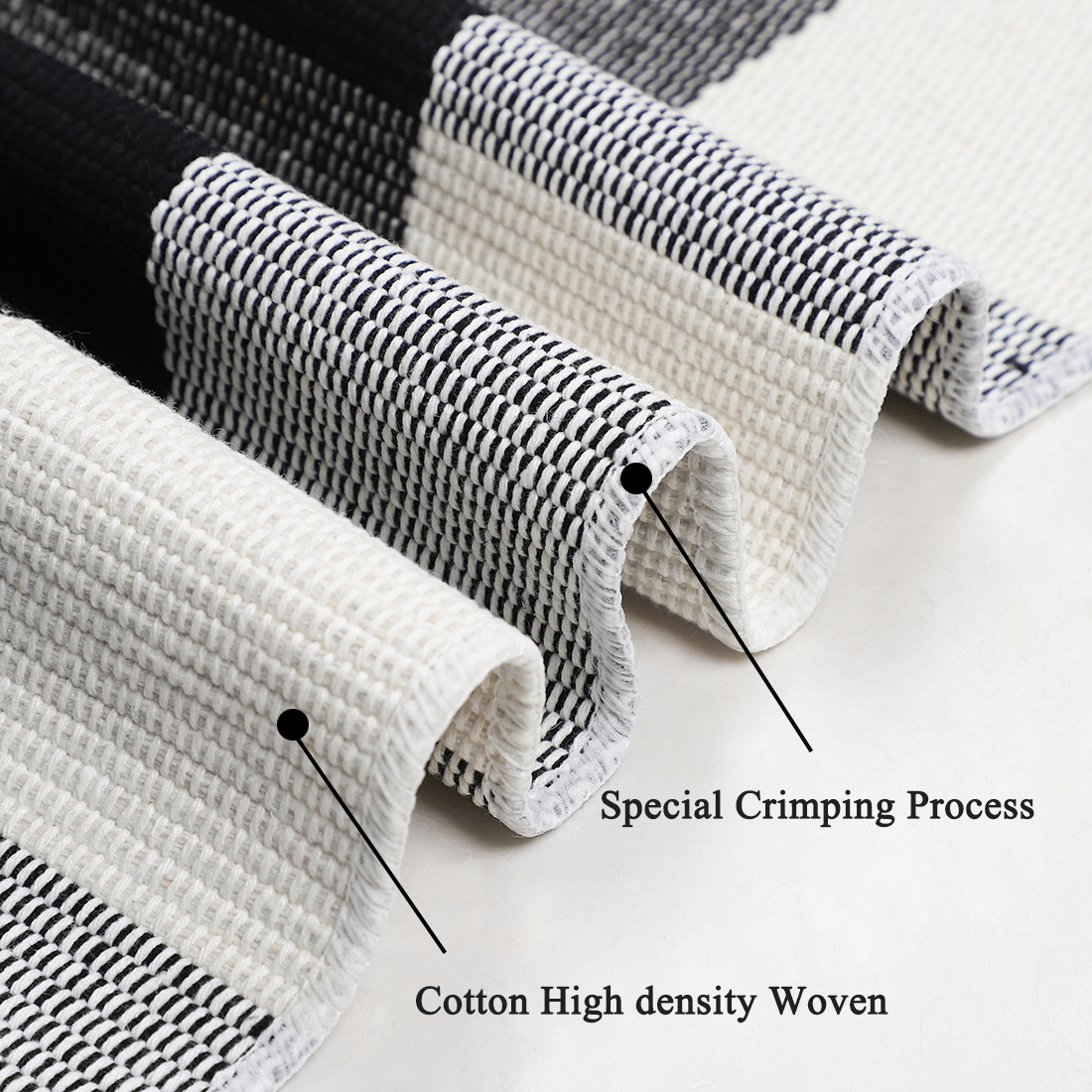 Unique Bargains Cotton Woven Checkered Area Rugs Floor Rug Carpet Mat Black & White 59"x35"