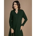 thumbnail image 4 of Moomaya Women's Indo-Western Co-Ord Set | Rayon Asymmetric Long Kurta With Palazzo Pants | 2-Piece Outfit With 3/4 Sleeves & V-Neck - Comfortable & Breathable, 4 of 8