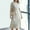 White, variant on Fashion Ribbed Knitted Elastic Sweater Dress for Women, Round Neck Long Sleeve Loose Midi Dress with Waist Drawstring,White,M