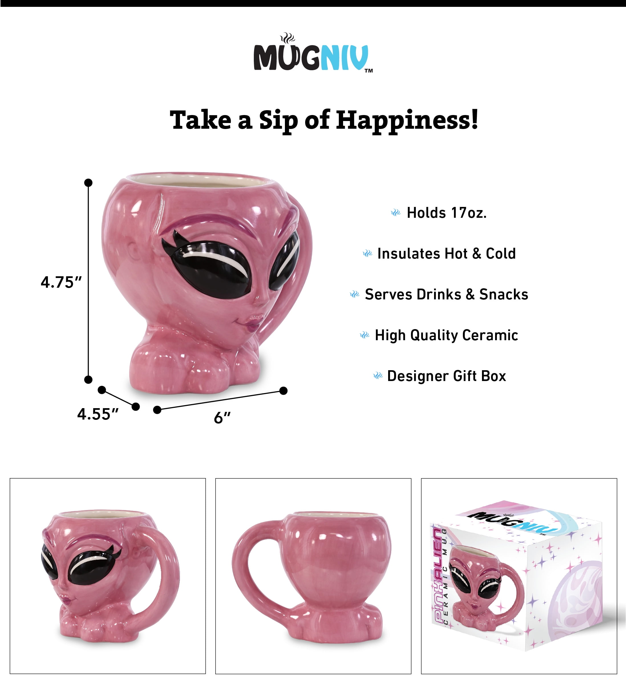 MUGNIV Novelty Pink Alien Mug - Cute Coffee Mugs for Women and Funny Coffee  Mug for Men, Cool Ceramic Alien Coffee Mug Gift, Surprise Birthday Gift  Novelty Coffee Mugs for Hot and