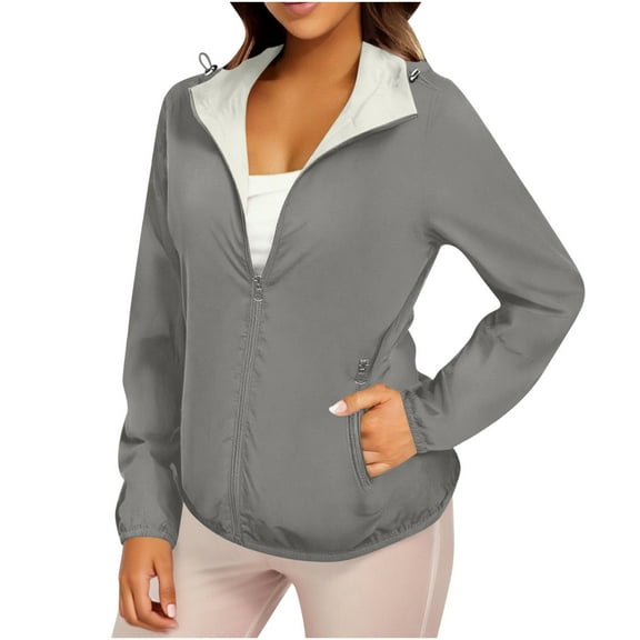 Byworldtasic Women's Jacket Womens Reversible Rain Jacket Lightweight Waterproof Windbreaker Jacket Outdoor Active Portable Raincoat