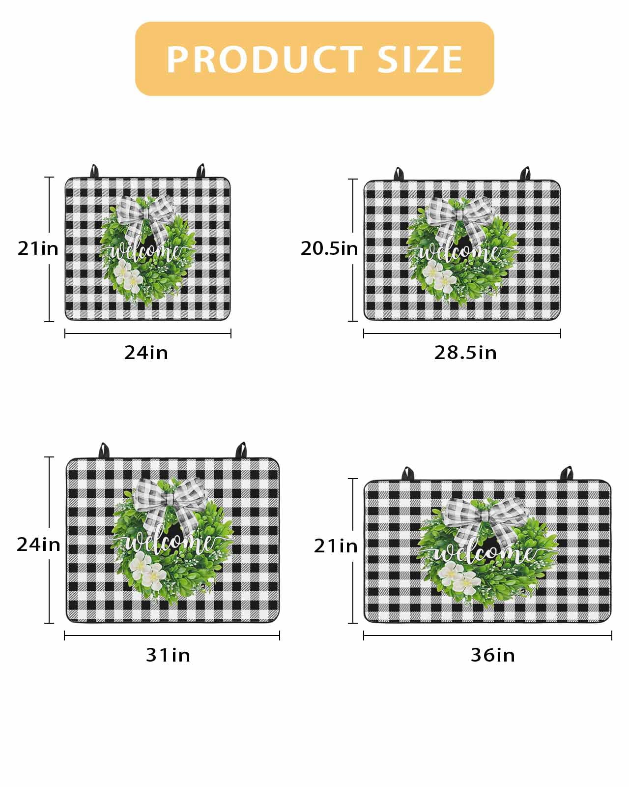Large Induction Cooktop Protector Mat Welcome Bow Knot Wreath Stove Top Covers for Electric Stove, Summer Flowers Black Gray Plaid Decorative Stove Burner Cover Mats, Glass Top Stove Cover
