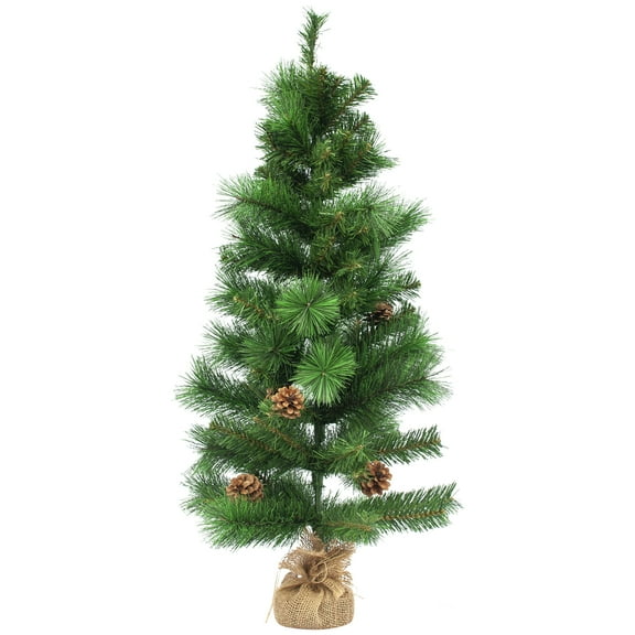 Northlight Pre-Lit Mixed Pine and Pine Cones Artificial Christmas Tree in Jute Base - 39" - Warm