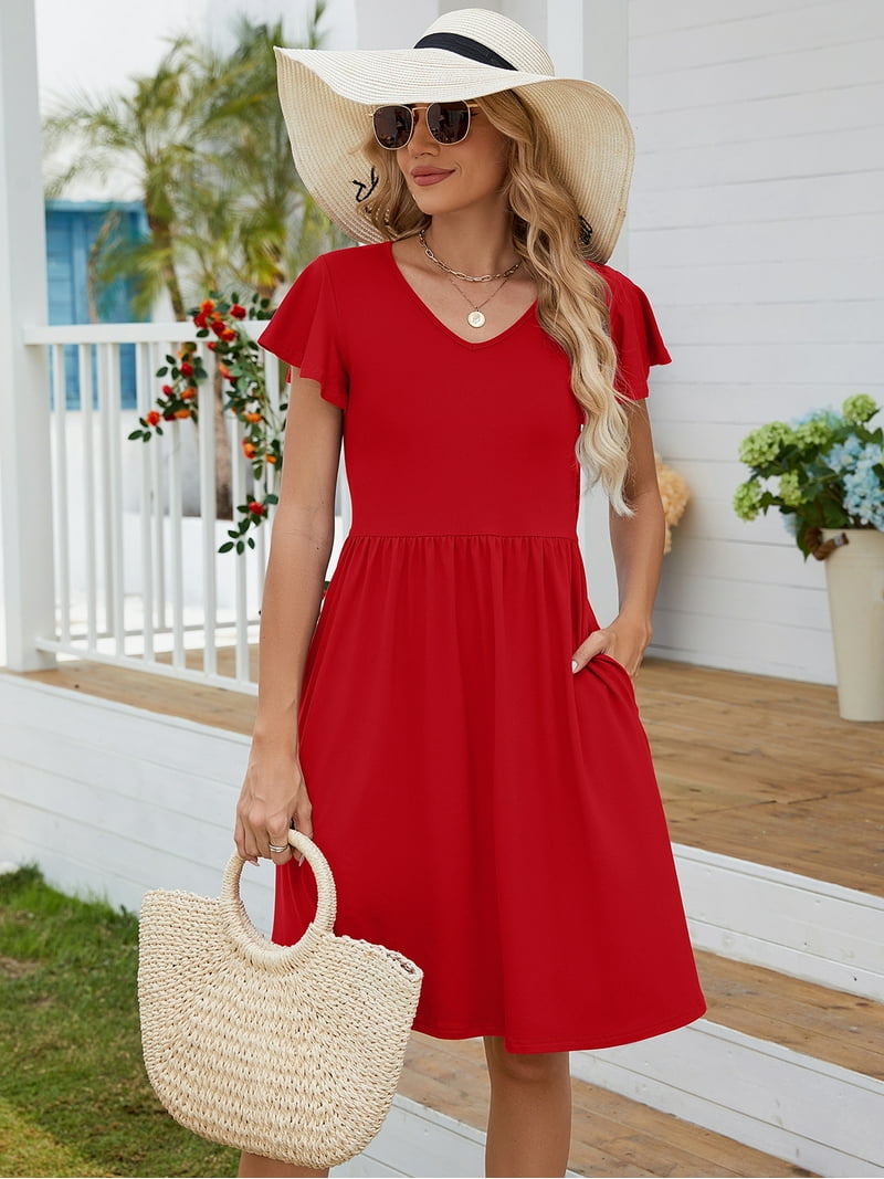 fitted lace wedding dress Women's Radiant Reverie Red Linen Midi Dress | Size: L