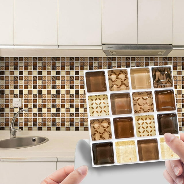 Wall Sticker for DIY Home - Ceramic Tile Paste 3D Lattice Design 10pc Peel and Stick Wall 10PCS