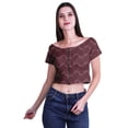 thumbnail image 2 of Moomaya Printed Viscose Crop Top Short Sleeve Zipper Tunic Womens Summer Tops, 2 of 5