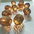 thumbnail image 2 of Rattan Wire Ball Style Decorative Lantern String Lights - Rattan Ball String Lights Fairy Lights Indoor Outdoor Boho Hollow String Light for Home Pergola Garden Party Backyard, 10 Lights, 2 of 4